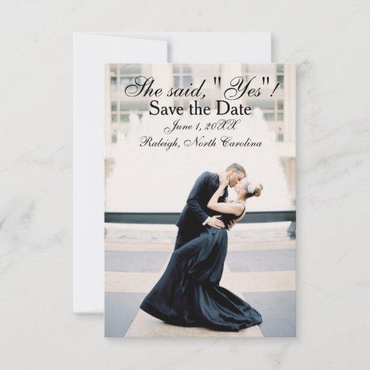 Zij zei "Ja" - 3x5 save the date aankondiging (Voorkant)
