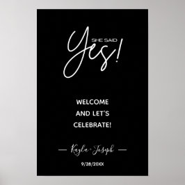 Zij zei Ja banner zwart Verloving welkom Poster