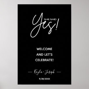 Zij zei Ja banner zwart Verloving welkom Poster