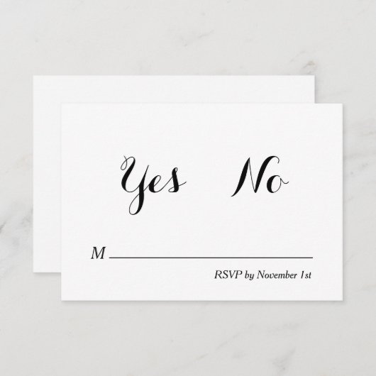 Zij zei "Ja" Trouw RSVP Kaart (Voorkant / Achterkant)