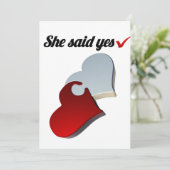 Zij Zei Ja Uitnodiging Verlovingsfeest – Hart Ontw (Staand voorkant)