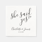 Zij Zei Ja Verloving Feest Liefde Hart Servet (Voorkant)