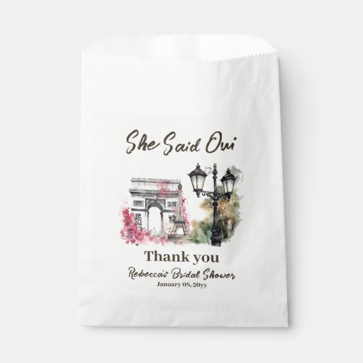Zij Zei Oui Paris Bruidsmeisjes Borrel Paryse Brun Bedankzakje (Voorkant)