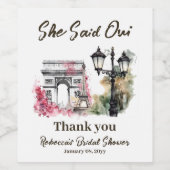 Zij zei oui Paris Bruiloft Brunch Parisian Wijn Etiket (Enkel label)