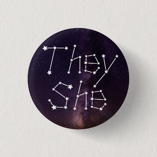 Zij/zij Galaxy Sterrennacht Sky Constellation Pro Ronde Button 3,2 Cm (Voorkant)