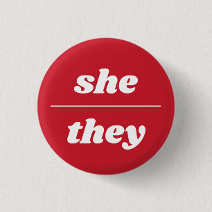 Zij/zij hebben de voorkeur gegeven aan Pronoun Pin Ronde Button 3,2 Cm