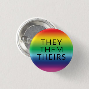 Zij, zij, hun seksespecifieke konijnen regenboogpr ronde button 3,2 cm