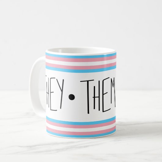 Zij / zij / hun voornaamwoorden Transgender Coffee Koffiemok (Voorkant links)