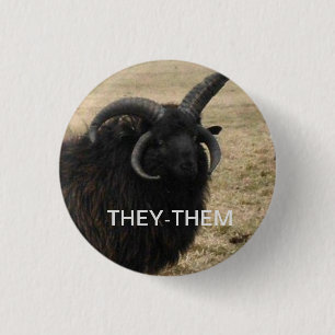 "Zij-zij" met ernstige geit Ronde Button 3,2 Cm
