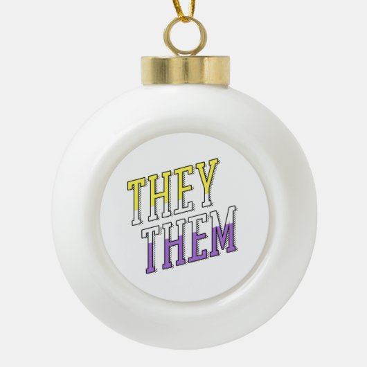 Zij zij nonbinary kleuren keramische bal ornament (Voorkant)