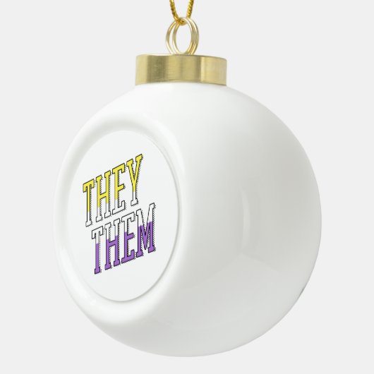 Zij zij nonbinary kleuren keramische bal ornament (Rechts)