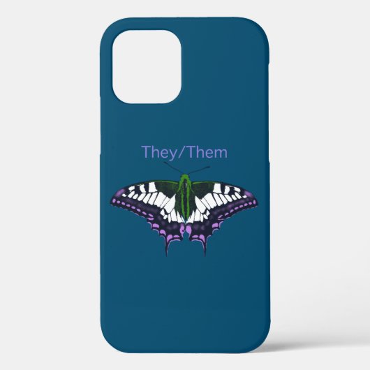 Zij/zij Nonbinary Pride Swallowtail Butterfly Case-Mate iPhone Case (Achterkant)
