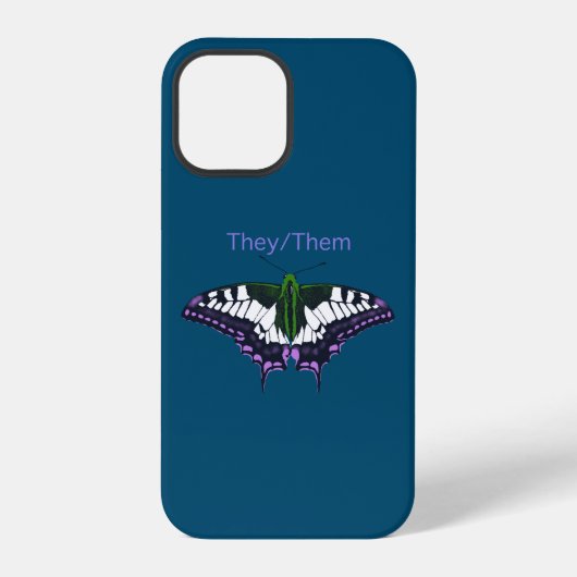 Zij/zij Nonbinary Pride Swallowtail Butterfly iPhone Hoesje (Achterkant)