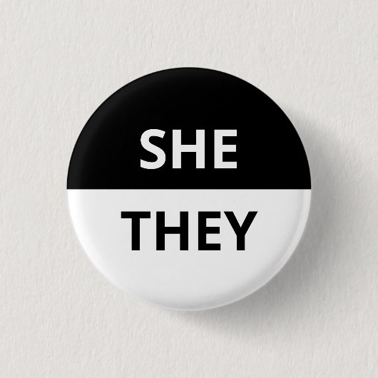 Zij/zij Pronoun Black & White Badge Ronde Button 3,2 Cm (Voorkant)