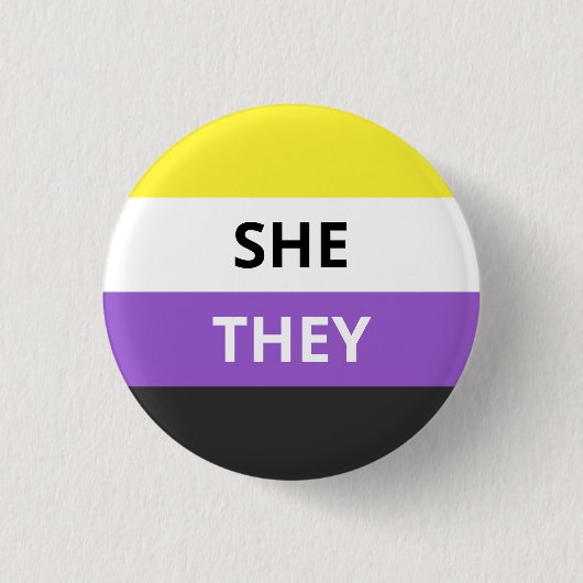 Zij/zij ronouns non-Binary Flag Badge Ronde Button 3,2 Cm (Voorkant)