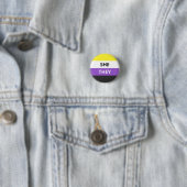 Zij/zij ronouns non-Binary Flag Badge Ronde Button 3,2 Cm (In situ)