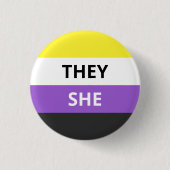 Zij/zij ronouns non-Binary Flag Badge Ronde Button 3,2 Cm (Voorkant)