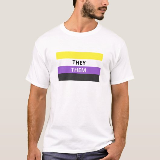 Zij/zij sluiten niet-bindende Vlag fundamentele T- T-shirt (Voorkant)