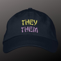 Zij / zij spreken non-binair geborduurd Pet uit