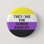 Zij/Zij voor Gender Anarchy Button (mild bg) (Voorkant)