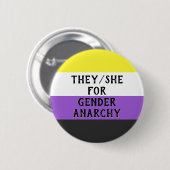 Zij/Zij voor Gender Anarchy Button (mild bg) (Voorkant /achterkant)