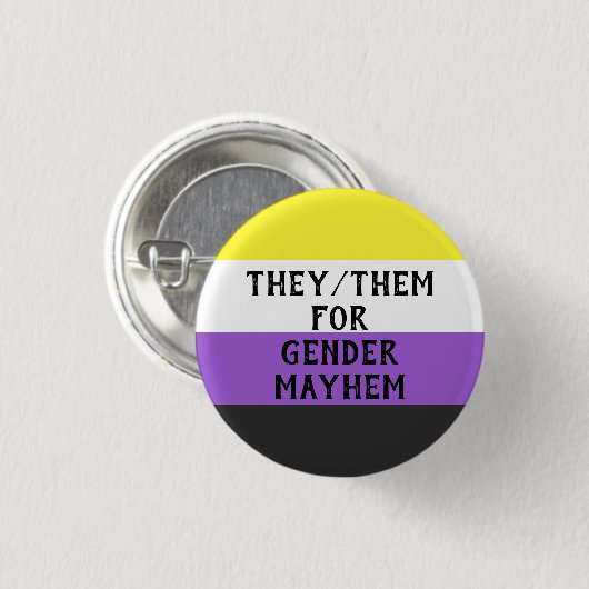 Zij/zij voor Gender Mayhem Button (onder de vlag v (Voorkant /achterkant)