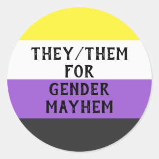 Zij/zij voor Gender Mayhem Sticker (Enby vlag)