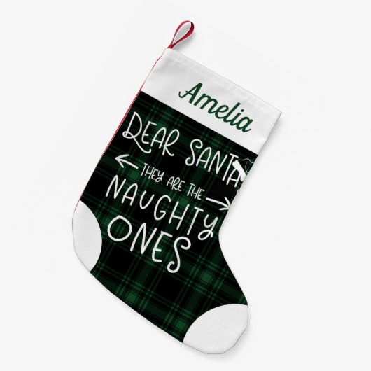 Zij zijn de stoute die groen geplakt Schattige gra Kleine Kerstsok (Voorkant (Hangend))