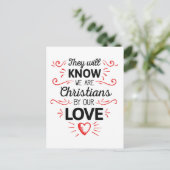 Zij zullen weten dat wij christenen zijn door onze briefkaart (Staand voorkant)