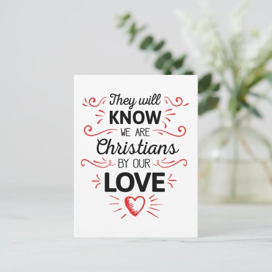 Zij zullen weten dat wij christenen zijn door onze briefkaart (Staand voorkant)