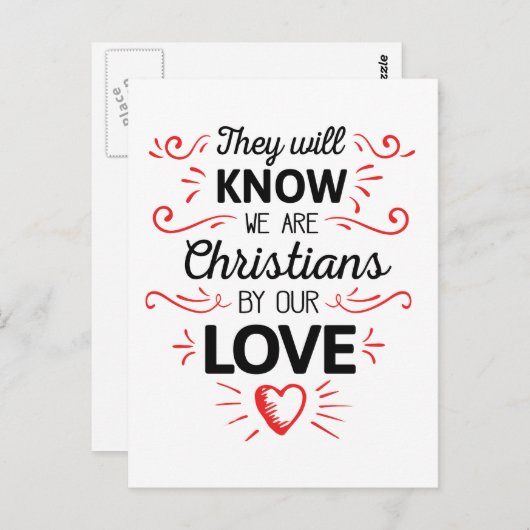 Zij zullen weten dat wij christenen zijn door onze briefkaart (Voorkant / Achterkant)
