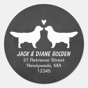 Zijaanzicht Golden Retriever Retouradres Ronde Sticker