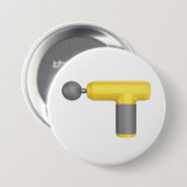 Zijaanzicht van gele massagepistool ronde button 7,6 cm (Voorkant /achterkant)