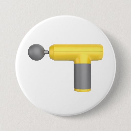 Zijaanzicht van gele massagepistool ronde button 7,6 cm (Voorkant)