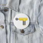 Zijaanzicht van gele massagepistool ronde button 7,6 cm (In situ)
