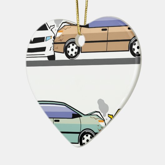 Zijauto-ongeluk Keramisch Ornament (Links)