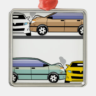 Zijauto-ongeluk Metalen Ornament