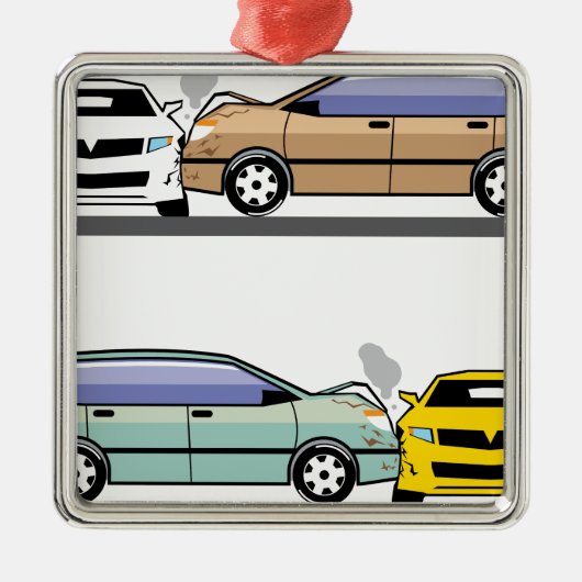 Zijauto-ongeluk Metalen Ornament (Voorkant)