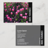 Zijband - Bed van roze tulpen Visitekaartje (Voorkant / Achterkant)