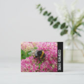 Zijband - Bumble Bee op sedum Visitekaartje (Staand voorkant)
