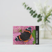Zijband - Rood admiraal op sedum (herfst Joy) Visitekaartje (Staand voorkant)