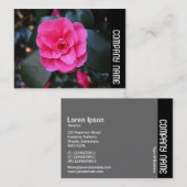 Zijband - Roze Camellia Visitekaartje (Voorkant / Achterkant)