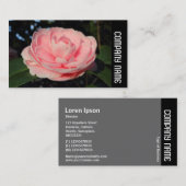 Zijband - Roze Camellia Visitekaartje (Voorkant / Achterkant)