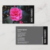 Zijband - Roze Camellia Visitekaartje (Voorkant / Achterkant)