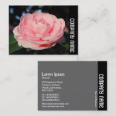 Zijband - Roze Camellia Visitekaartje (Voorkant / Achterkant)