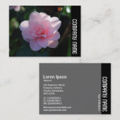 Zijband - Roze Camellia Visitekaartje (Voorkant / Achterkant)