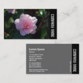 Zijband - Roze Camellia Visitekaartje (Voorkant / Achterkant)