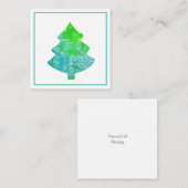 Zijde Aqua & Groene Abstracte Boom Notitiekaartje (Voorkant / Achterkant)