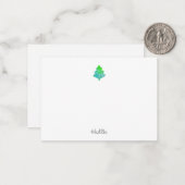 Zijde Aqua & Groene Abstracte Boom Notitiekaartje (Voorkant / Achterkant in situ)