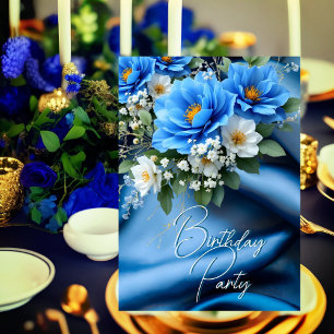 Zijde blauwe bloemen baby's adem verjaardagsfeestj kaart